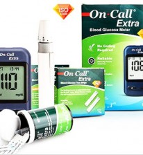 On Call Extra Meter Kit with 10 strips with Complete Kit for Home Use ISO Certified Glucometer